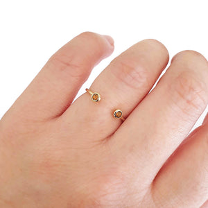 Yellow Gold Open Double Bezel Citrine Stacking Ring
