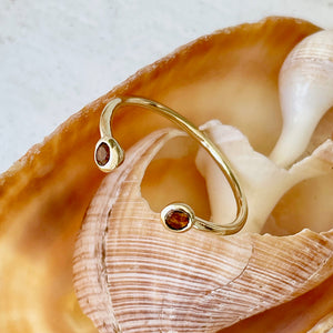 Yellow Gold Open Double Bezel Citrine Stacking Ring