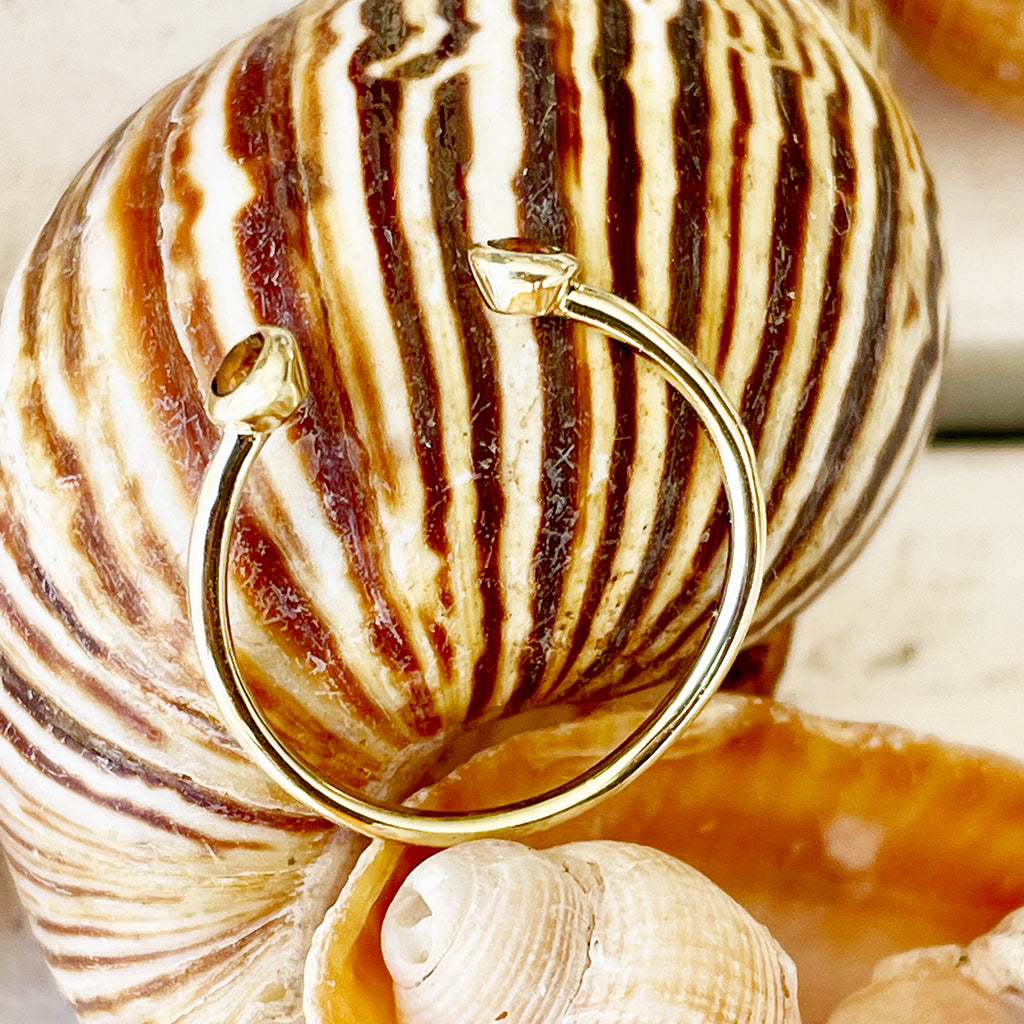 Yellow Gold Open Double Bezel Citrine Stacking Ring