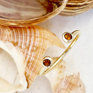 Yellow Gold Open Double Bezel Citrine Stacking Ring