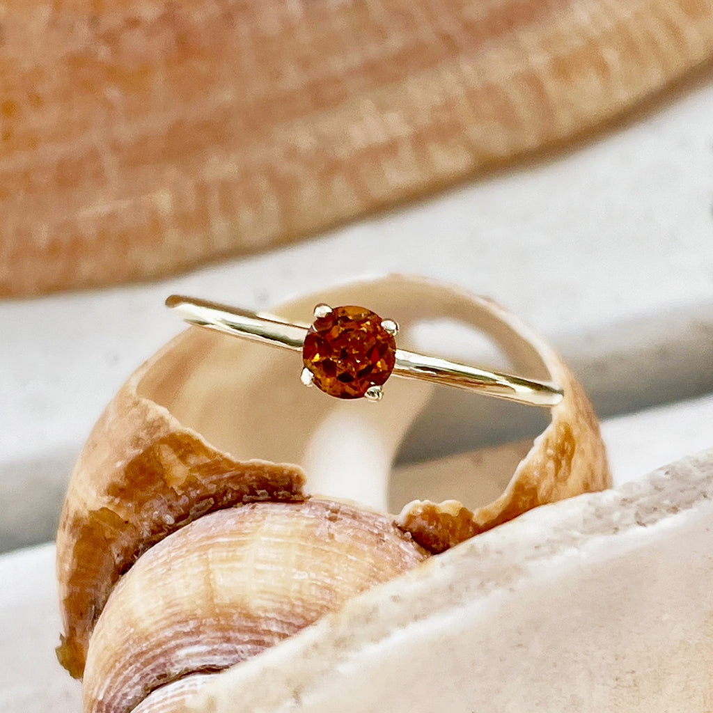 Yellow Gold Raised Four Claw Citrine Stacking Ring