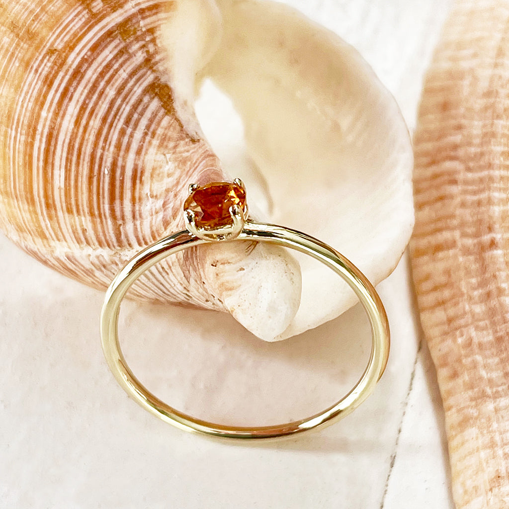 Yellow Gold Raised Four Claw Citrine Stacking Ring