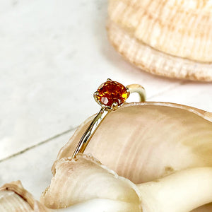 Yellow Gold Raised Four Claw Citrine Stacking Ring