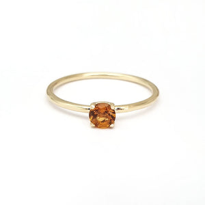 Yellow Gold Raised Four Claw Citrine Stacking Ring