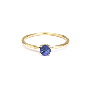 Yellow Gold Raised Four Claw Tanzanite Stacking Ring