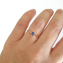 Yellow Gold Raised Four Claw Tanzanite Stacking Ring