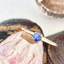 Yellow Gold Raised Four Claw Tanzanite Stacking Ring