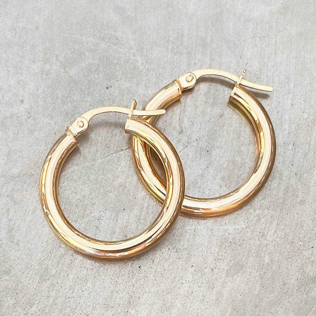 Yellow Gold Tube 20mm Hoops