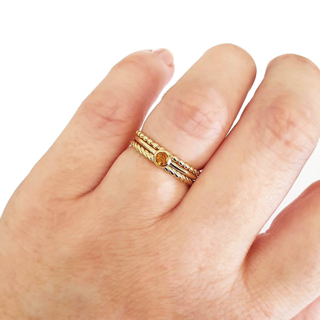 Yellow Gold Bezel Set Citrine Stacking Ring