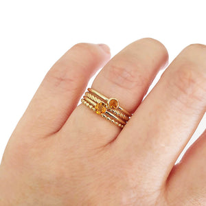 Yellow Gold Raised Four Claw Citrine Stacking Ring