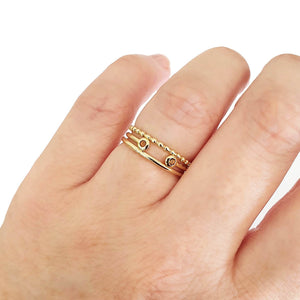 Open Yellow Gold Double Bezel 2mm Citrine Stacking Ring