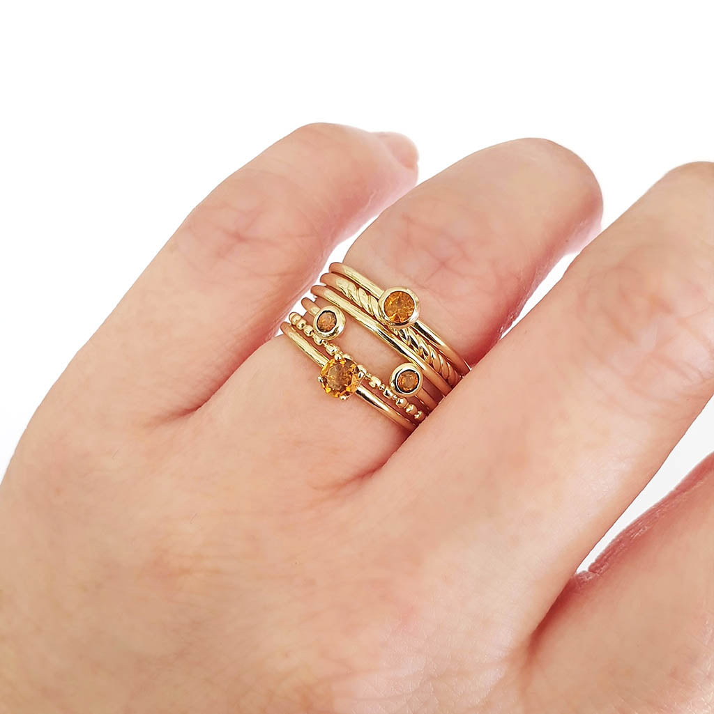 Yellow Gold Beaded Stacking Ring