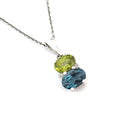 Double Oval Peridot and London Blue Topaz Pendant with Diamond Highlight Pendant
