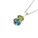 Double Oval Peridot and London Blue Topaz Pendant with Diamond Highlight Pendant