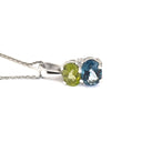 Double Oval Peridot and London Blue Topaz Pendant with Diamond Highlight Pendant